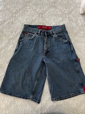 INDO Denim Carpenter Shorts in Dark Blue with Red Trim
